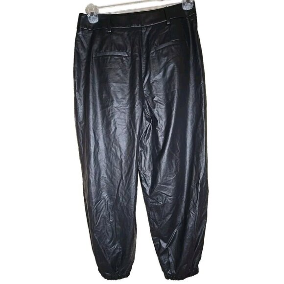 Banana Republic NWT Women's Black Vegan Leather Joggers Size 6 NEW t3 - Picture 2 of 8